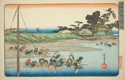 Recolección de mariscos en marea baja en Susaki, de la serie "Lugares famosos en Edo (Koto meisho)" de Utagawa Hiroshige