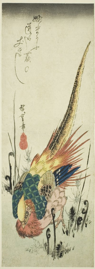 Faisán Dorado y Helechos de Utagawa Hiroshige