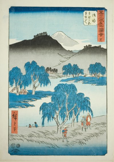 Goyu: Llanura de Motono y Paso de Motosaka, no. 36 de la serie "Vistas Famosas de las Cincuenta y Tres Estaciones" de Utagawa Hiroshige