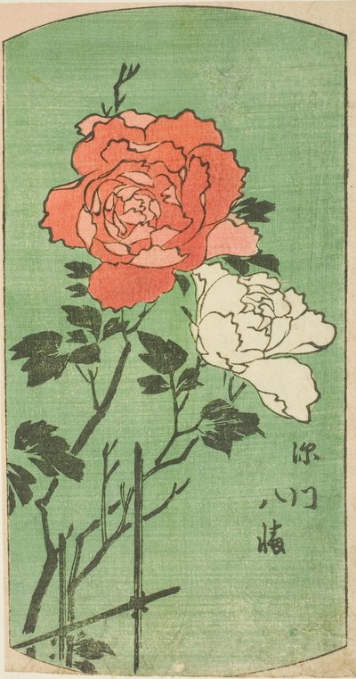 Santuario Hachiman en Fukagawa (Fukagawa Hachiman), sección de una hoja de la serie "Imágenes recortadas de lugares famosos en Edo (Edo meisho harimaze zue)" de Utagawa Hiroshige