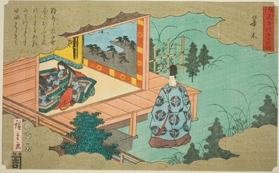 Hahakigi, de la serie "Cincuenta y cuatro capítulos del cuento de Genji" de Utagawa Hiroshige