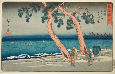 Hamamatsu—No. 30, de la serie "Cincuenta y tres estaciones del Tokaido (Tokaido gojusan tsugi)", también conocida como el Reisho Tokaido de Utagawa Hiroshige