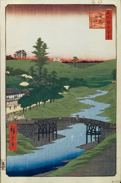 Hiroo en el río Furukawa, Cien vistas famosas de Edo, 1856-1858 de Utagawa Hiroshige