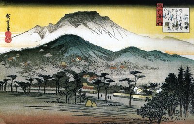 Hiroshige - 8 Vistas de Omi - 4ª Campana Vespertina, Templo Mii de Utagawa Hiroshige