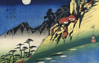 Hiroshige Luna sobre paisaje montañoso de Utagawa Hiroshige