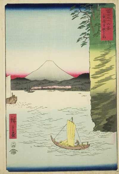 Honmoku en la Provincia de Musashi (Musashi Honmoku no hana), de la serie "Treinta y seis Vistas del Monte Fuji (Fuji sanjurokkei)" de Utagawa Hiroshige