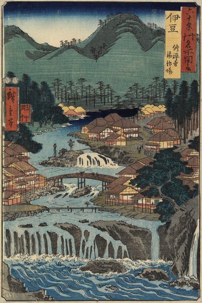 Aguas termales en Shuzenji, Provincia de Izu, agosto de 1853 de Utagawa Hiroshige