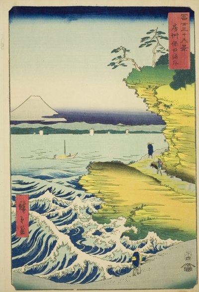 Playa de Hota en la Provincia de Awa (Boshu Hota no kaigan), de la serie "Treinta y Seis Vistas del Monte Fuji (Fuji sanjurokkei)" de Utagawa Hiroshige