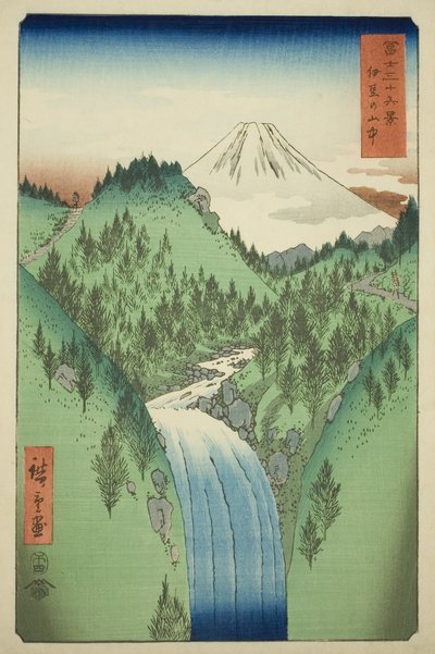 En las Montañas de la Provincia de Izu (Izu no sanchu), de la serie "Treinta y Seis Vistas del Monte Fuji (Fuji sanjurokkei)" de Utagawa Hiroshige