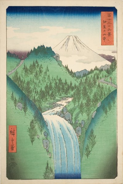 En las montañas de la provincia de Izu (Izu no sanchu), de la serie "Treinta y seis vistas del monte Fuji (Fuji sanjurokkei)" de Utagawa Hiroshige
