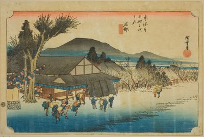 Ishibe: Pueblo de Megawa, de la serie "Cincuenta y tres estaciones del Tokaido" de Utagawa Hiroshige