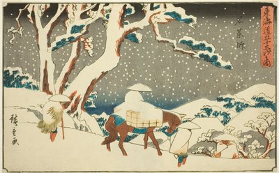 Ishiyakushi, de la serie "Cincuenta y tres Estaciones del Tokaido," también conocida como el Tokaido Gyosho de Utagawa Hiroshige