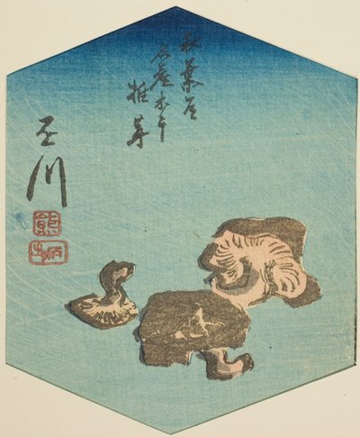 Kakegawa, sección de la hoja no. 7 de la serie "Imágenes recortadas del camino de Tokaido (Tokaido harimaze zue)" de Utagawa Hiroshige