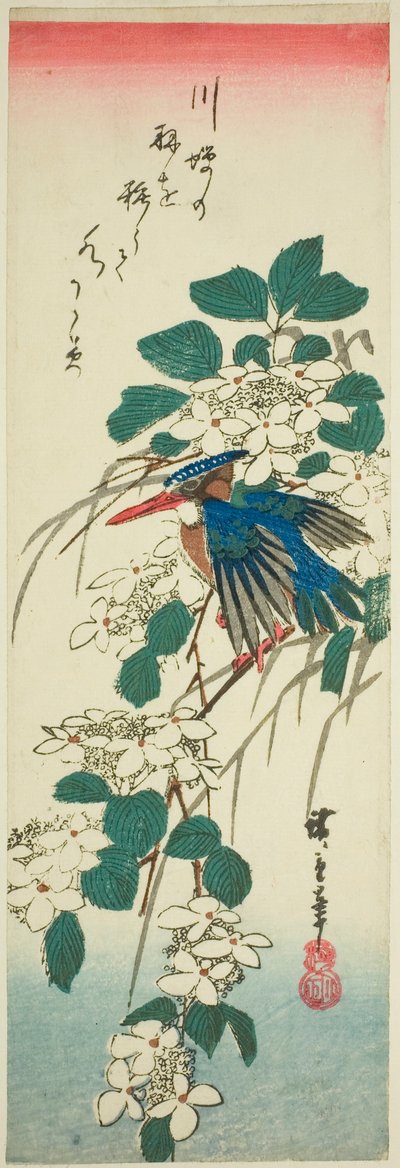 Martín pescador y viburnum de Utagawa Hiroshige