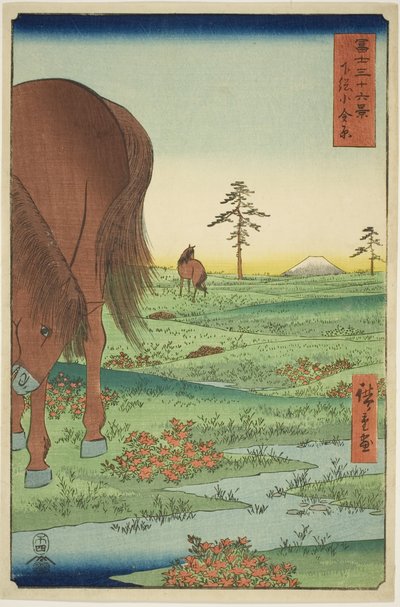 Llanura de Kogane en la Provincia de Shimosa (Shimosa Koganehara), de la serie "Treinta y Seis Vistas del Monte Fuji (Fuji sanjurokkei)" de Utagawa Hiroshige