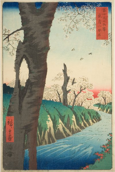 Koganei en la provincia de Musashi (Musashi Koganei), de la serie "Treinta y seis vistas del Monte Fuji (Fuji sanjurokkei)" de Utagawa Hiroshige
