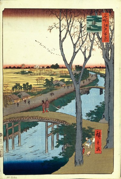 Koume Embankment, Cien vistas famosas de Edo, 1856-1858 de Utagawa Hiroshige