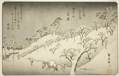 Nieve persistente en Asukayama (Asukayama no bosetsu), de la serie "Ocho vistas en los alrededores de Edo (Edo kinko hakkei no uchi)" de Utagawa Hiroshige