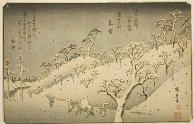 Nieve persistente en Asukayama (Asukayama no bosetsu), de la serie "Ocho vistas en los alrededores de Edo (Edo kinko hakkei no uchi)" de Utagawa Hiroshige