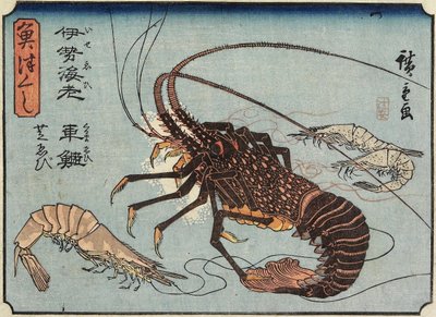 Langosta, gamba y camarones, 1830-1844 de Utagawa Hiroshige