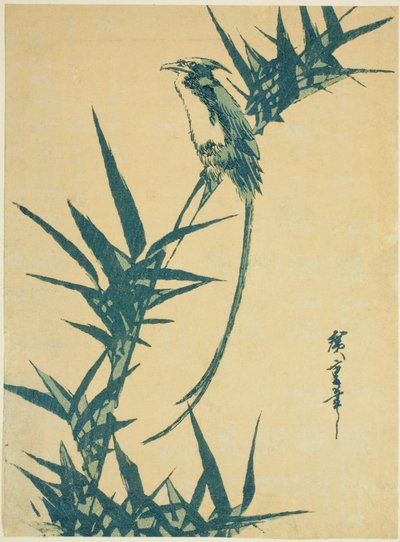 Pájaro de cola larga y bambú de Utagawa Hiroshige