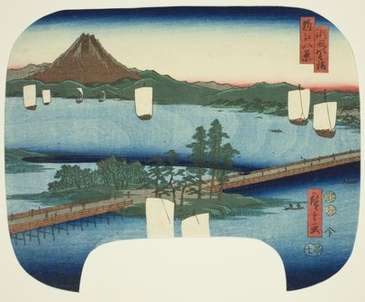 Puente Largo en Seta (Seta no nagahashi), de la serie "Ocho vistas de Omi (Omi hakkei)" de Utagawa Hiroshige