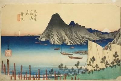 Maisaka: Vista de Imagiri (Maisaka, Imagiri shinkei), de la serie "Cincuenta y Tres Estaciones del Tokaido (Tokaido gojusan tsugi no uchi)," también conocida como el Tokaido de Hoeido de Utagawa Hiroshige