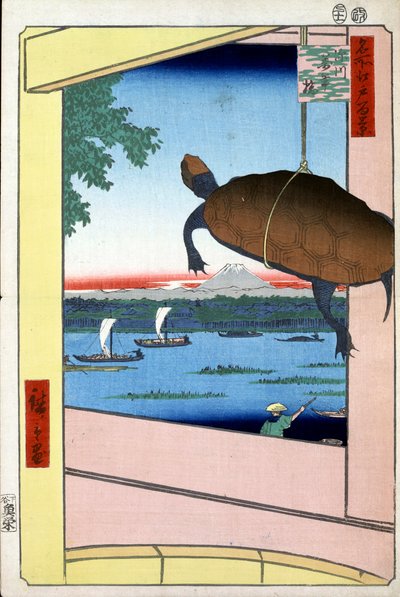 Puente Mannen y el distrito de Fukagawa Cien vistas famosas de Edo de Utagawa Hiroshige
