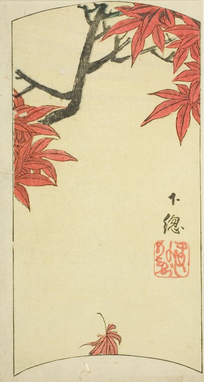 Hojas de arce en la provincia de Shimosa (Shimosa, momiji), sección de la hoja no. 7 de la serie "Imágenes recortadas de las provincias (Kunizukushi harimaze zue)" de Utagawa Hiroshige