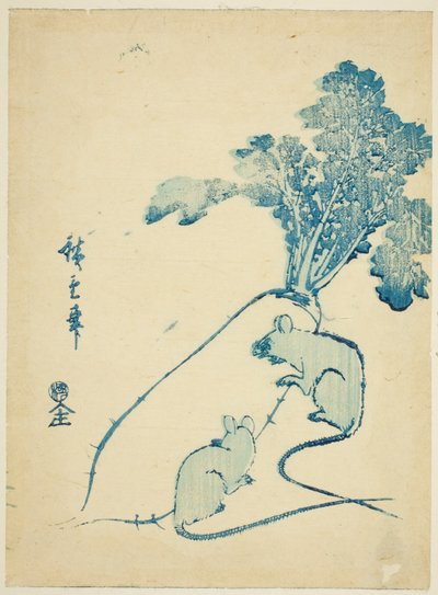 Ratones y rábano de Utagawa Hiroshige