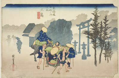 Mishima: Niebla matutina, de la serie "Cincuenta y tres estaciones del camino Tokaido" de Utagawa Hiroshige
