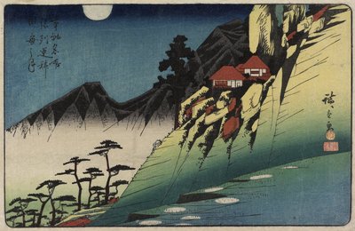 Reflejos de la luna en los arrozales de Sarashina, provincia de Shinshu, c. 1832-1839 de Utagawa Hiroshige