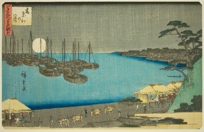 Luna en Takanawa (Takanawa no tsuki), de la serie "Tres vistas de lugares famosos en Edo (Edo meisho mittsu no nagame)" de Utagawa Hiroshige
