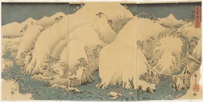 Montaña y río en el paso de Kiso, agosto 1857 de Utagawa Hiroshige