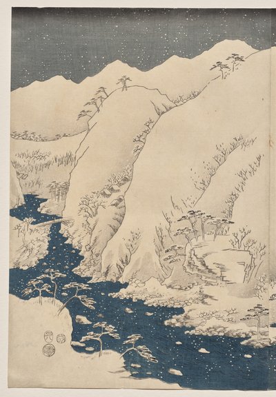 Montaña y río en el camino de Kiso de Utagawa Hiroshige