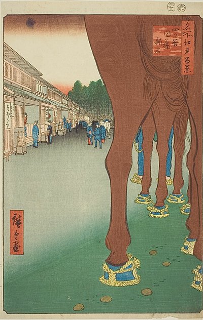 Naito Shinjuku en Yotsuya (Yotsuya Naito Shinjuku), nº 86 de la serie "Cien vistas famosas de Edo (Meisho Edo hyakkei)" de Utagawa Hiroshige