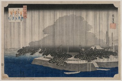 Lluvia Nocturna en Karasaki, de la serie Ocho Vistas de Omi, c. 1835 de Utagawa Hiroshige