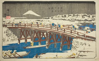 Puente Nihon en la Nieve, de la serie "Lugares Famosos en la Capital del Este (Toto meisho)" de Utagawa Hiroshige