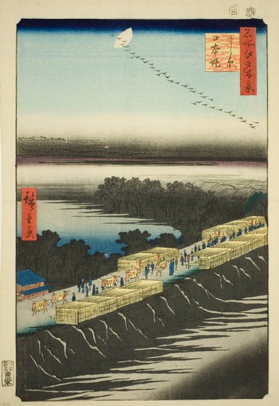 Terraplén Nihon, Yoshiwara, de la serie "Cien vistas famosas de Edo" de Utagawa Hiroshige
