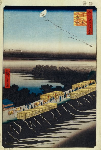Terraplén de Nihon y Yoshiwara Cien vistas famosas de Edo, 1856-1858 de Utagawa Hiroshige