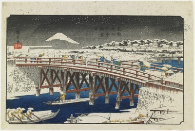 Puente Nihonbashi en la nieve, 1839-1842 de Utagawa Hiroshige