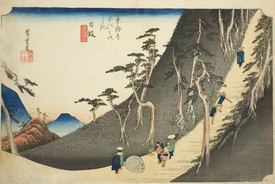 Nissaka: Paso de montaña Sayo (Nissaka, Sayo no nakayama), de la serie "Cincuenta y Tres Estaciones del Tokaido (Tokaido gojusan tsugi no uchi)," también conocida como el Hoeido Tokaido de Utagawa Hiroshige