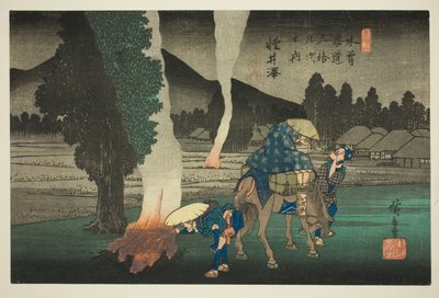 No. 19: Karuizawa, de la serie "Sesenta y nueve estaciones del Kisokaido (Kisokaido rokujukyu tsugi no uchi)" de Utagawa Hiroshige
