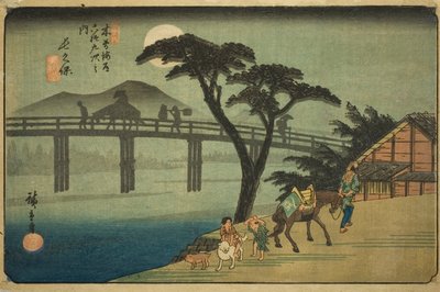No. 28: Nagakubo, de la serie "Sesenta y nueve estaciones del Kisokaido (Kisokaido rokujukyu tsugi no uchi)" de Utagawa Hiroshige