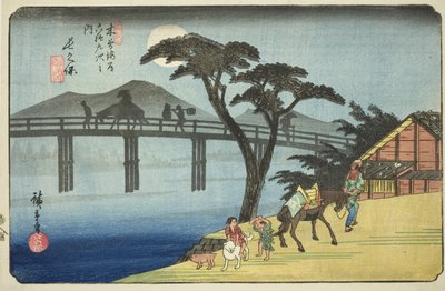 No. 28: Nagakubo, de la serie "Sesenta y nueve estaciones del Kisokaido (Kisokaido rokujukyu tsugi no uchi)" de Utagawa Hiroshige