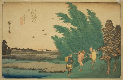 No. 56: Mieji, de la serie "Sesenta y nueve estaciones del Kisokaido (Kisokaido rokujukyu tsugi no uchi)" de Utagawa Hiroshige
