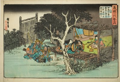 No. 6: Ise no Saburo jura lealtad a Ushiwakamaru, de la serie "La vida de Yoshitsune" de Utagawa Hiroshige