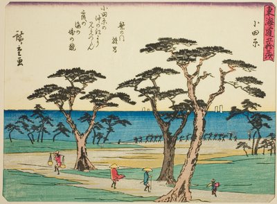 Odawara, de la serie "Cincuenta y tres estaciones del Tokaido", también conocida como el Tokaido con poema de Utagawa Hiroshige