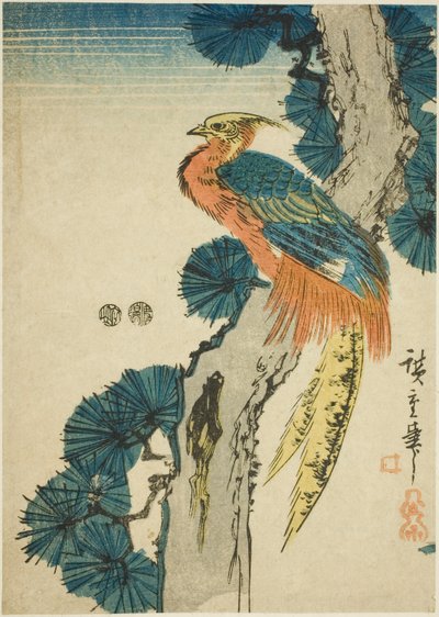 Faisán y pino de Utagawa Hiroshige