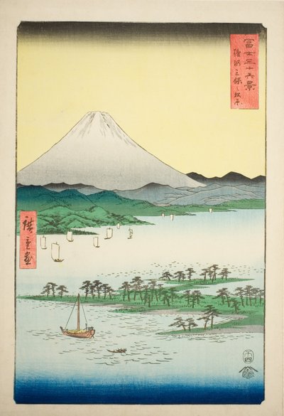 Playa de pinos en Miho en la provincia de Suruga (Suruga Miho no matsubara), de la serie "Treinta y seis vistas del monte Fuji (Fuji sanjurokkei)" de Utagawa Hiroshige